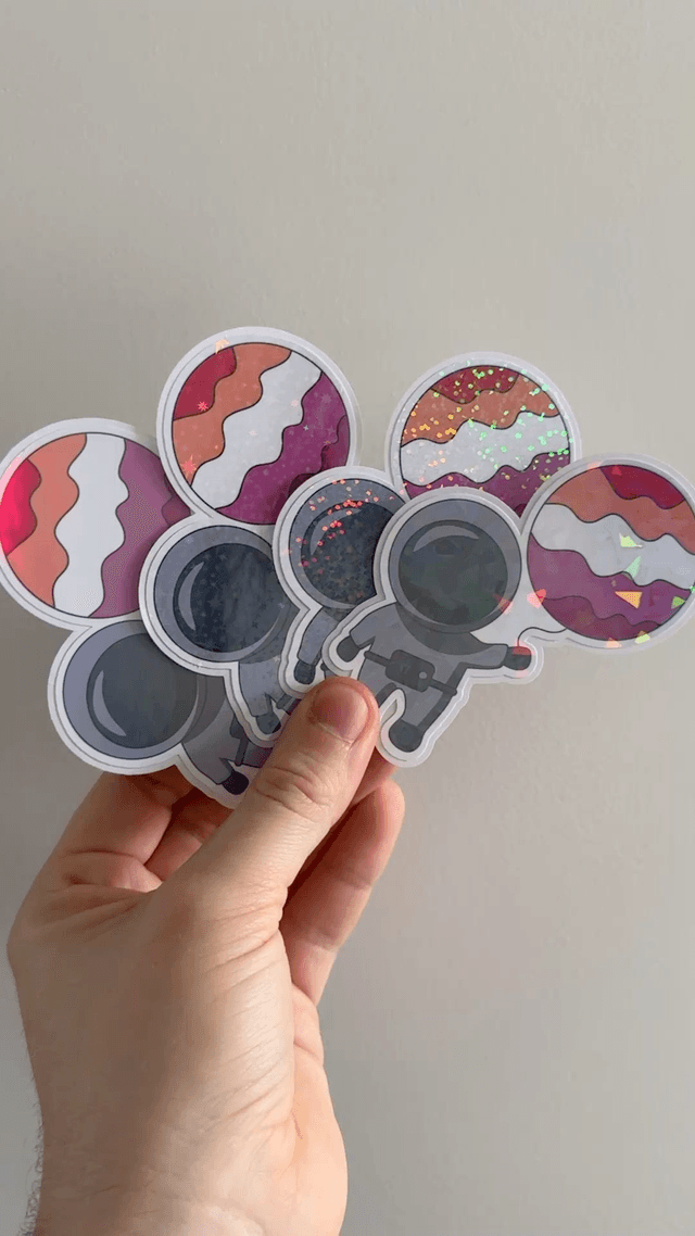 Galaxy Lesbian Pride Glitter Stickers